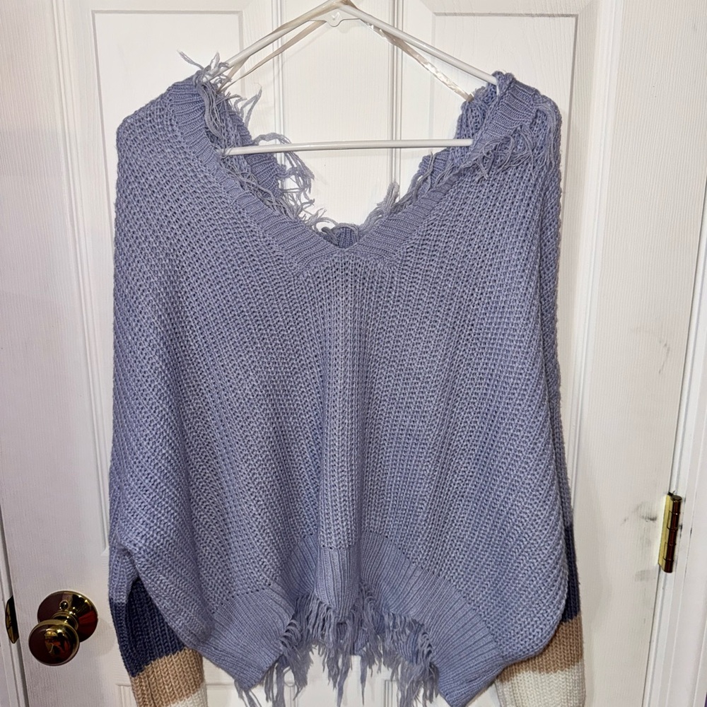 Rue21 Lavender Fringed V-Neck Sweater